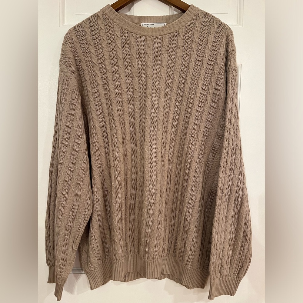 Peru Unlimited cotton cable knit men’s sweater cream XL